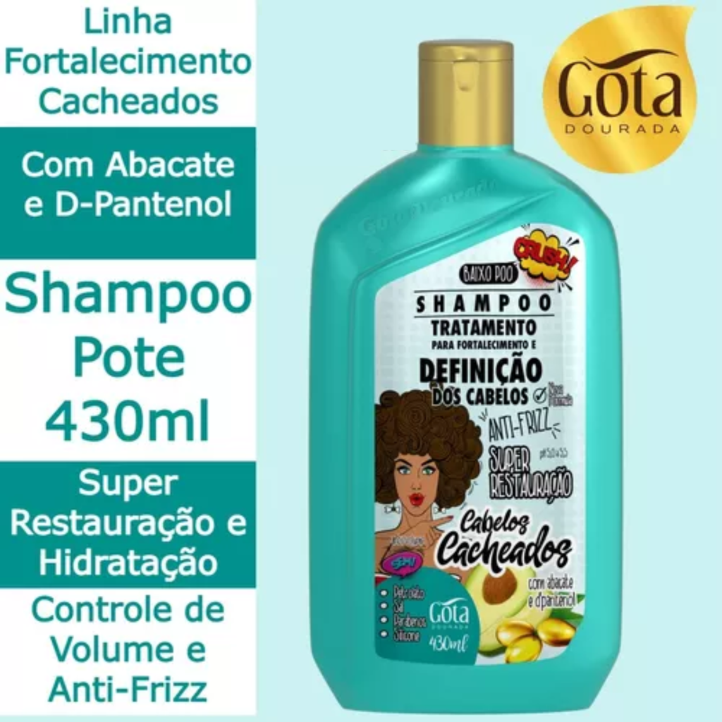 Shampoing "Fortalecimento Cacheados" Gota Dourada 430ml