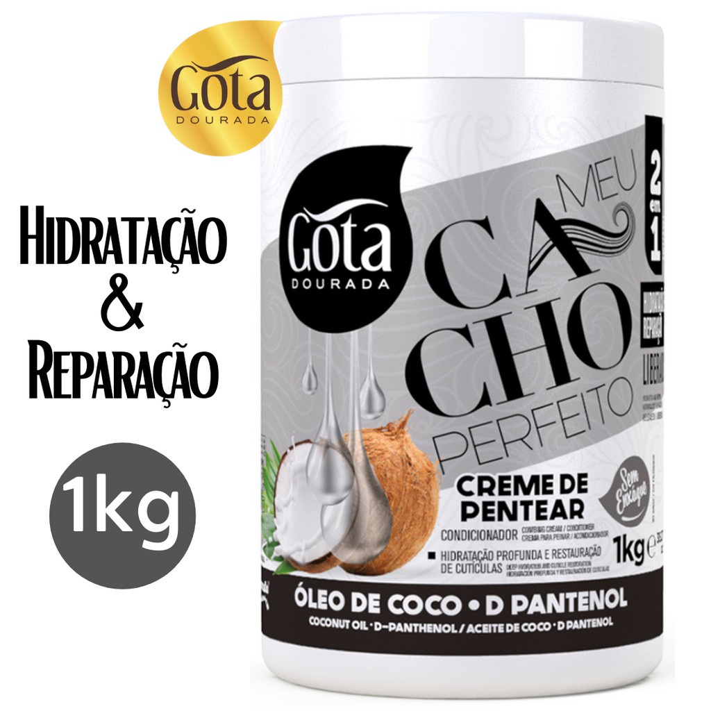 Crème Coiffante "Meu Cacho Perfeito Coco d'Pantenol" Gota Dourada 1kg