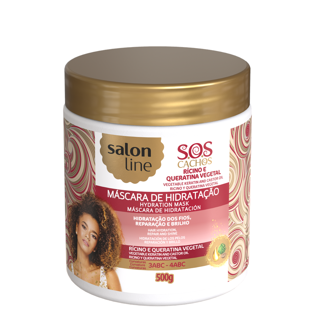 Máscara “SOS Cachos - Rícino e Queratina” Salon Line 500g