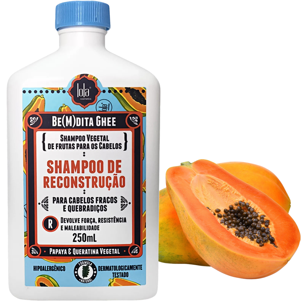 Champô reconstrutor "Be(M)dita Ghee Reconstrução, Papaia e Queratina Vegetal" Lola 250ml