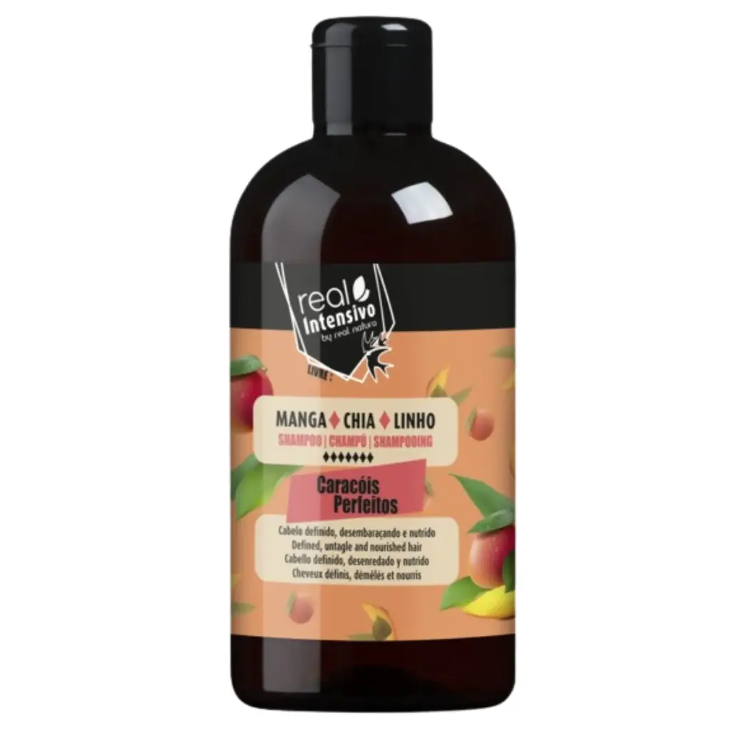 Shampooing Free - pour cheveux bouclés - Caracóis Perfeitos - Mangue, Chia et Lin - Real Natura 300ml