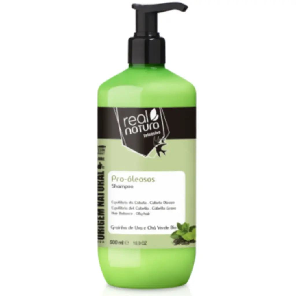 Shampooing pour Cheveux Gras - Pro-Oleosos - Pépins de Raisin et Thé Vert Bio - Équilibre Capillaire - Real Natura 500ml