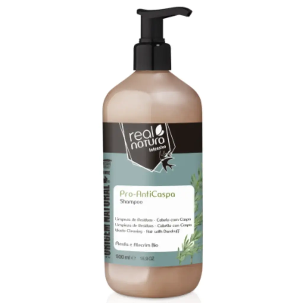 Shampoo for Hair with Dandruff - Pro-Anticaspa - Organic Mint and Rosemary - Residue Cleansing - Real Natura 500ml