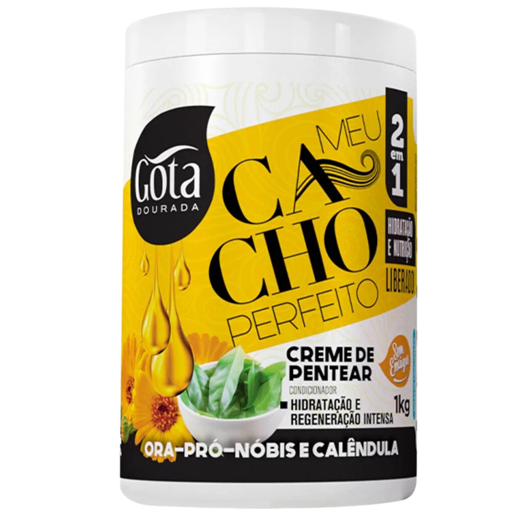 Crème Coiffante "Meu Cacho Perfeito ora-pró-nóbis et Calendula" Gota Dourada 1kg