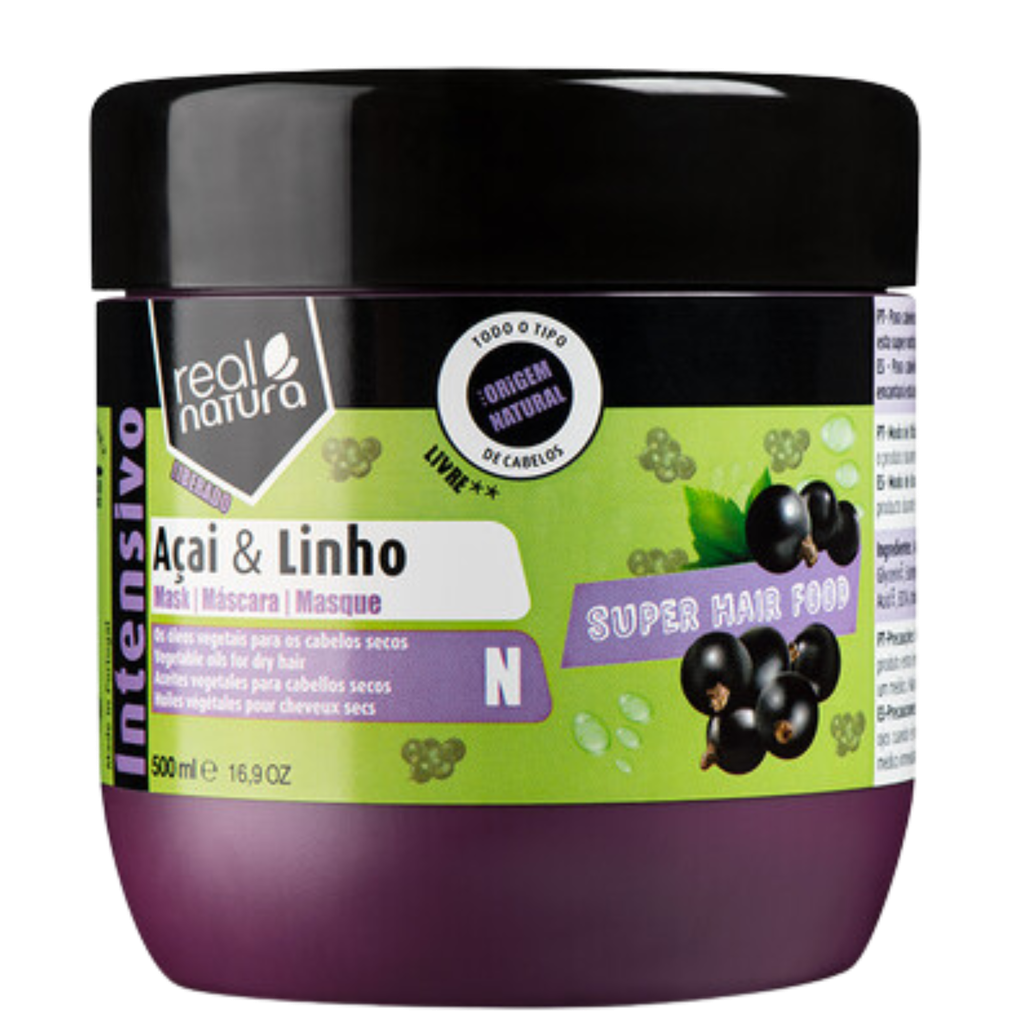 Máscara Nutritiva - Hair Food - Açaí & Linho - Real Natura 500ml