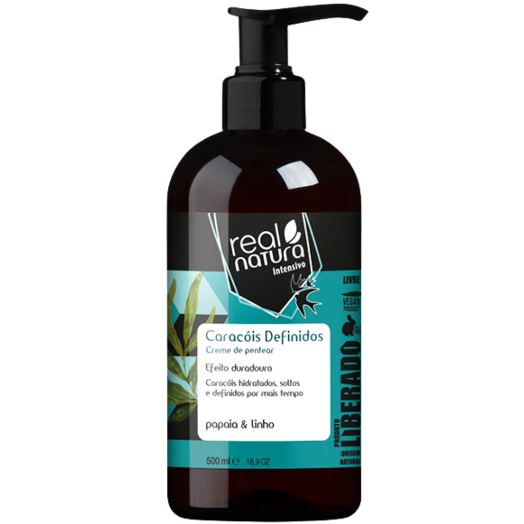 Crème Coiffante - Caracóis Definidos - Boucles Définies - Papaye et Lin - Real Natura 500ml