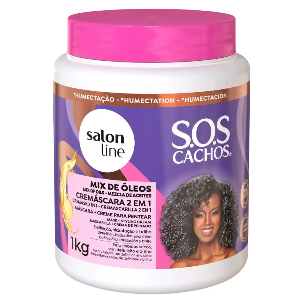 Mask & Leave-In Cream for Curly and Coily Hair - Mix Óleos 2em1 - Salon Line 1kg