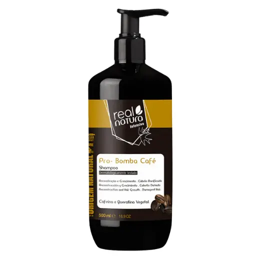 [5600493405259] Shampooing "Pro-Bomba Café - Caféine, Kératine, Vitamines E et F" Real Natura 500ml