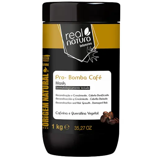 [5600493405297] Masque - Pro-Bomba Café - Reconstruction et Croissance, Cheveux Abîmés" Real Natura 1kg