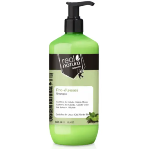 [5600493403330] Champô para Cabelos Oleosos - Pro-Oleosos - Sementes de Uva e Chá Verde Bio - Equilíbrio Capilar - Real Natura 500ml