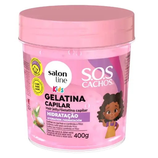 [7908458325498] Moisturizing Hair Gelatin for Kids - SOS Cachos Kids - Salon Line 400g