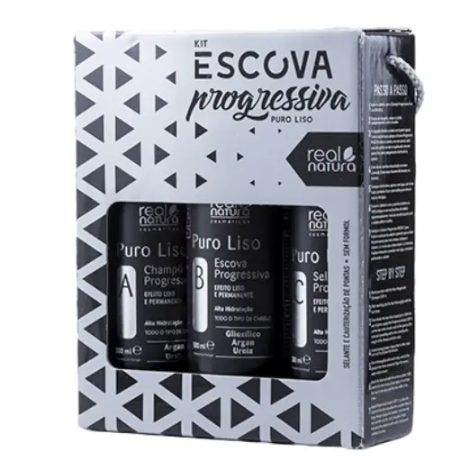 Lissage Brésilien Sans formol - Puro Liso 3 Étapes ABC - Real Natura 300ml 500ml 300ml